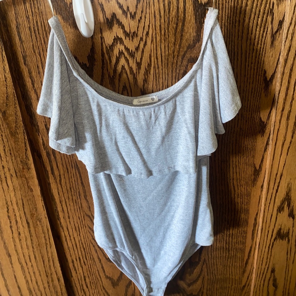 Soprano grey off the shoulder body suit